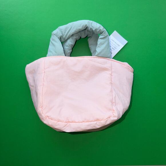 Japan Soft Pink Puffy Poof Chunky Tote Bag Purse Wristlet Set Whimsy 90s Daiso - Picture 4 of 7